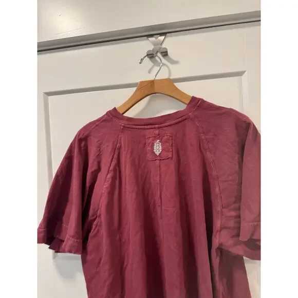 Free People Movement Icon T-Shirt Burgnady Red S - Picture 3 of 5